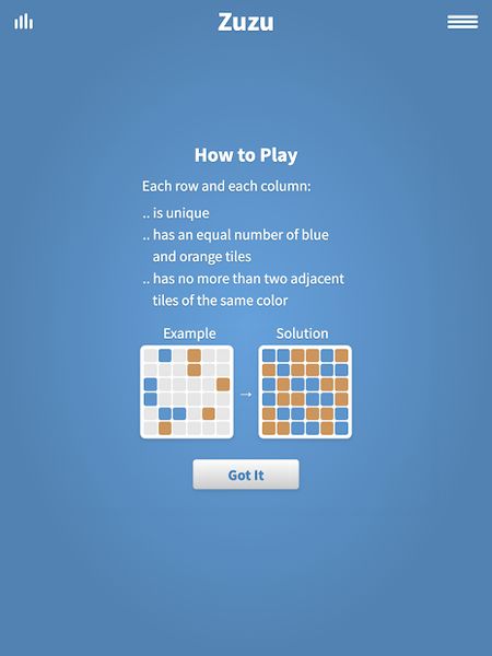 Zuzu · Binary Puzzle Game 1