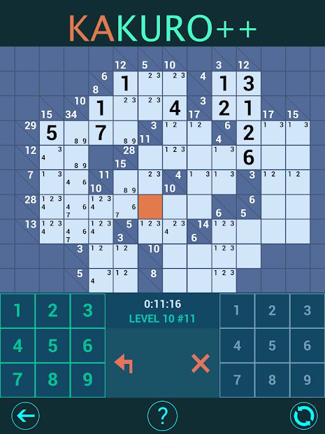 Kakuro Plus. Cross-Sums.
