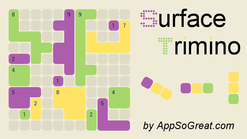 Surface Trimino: increase the area. Casual game.