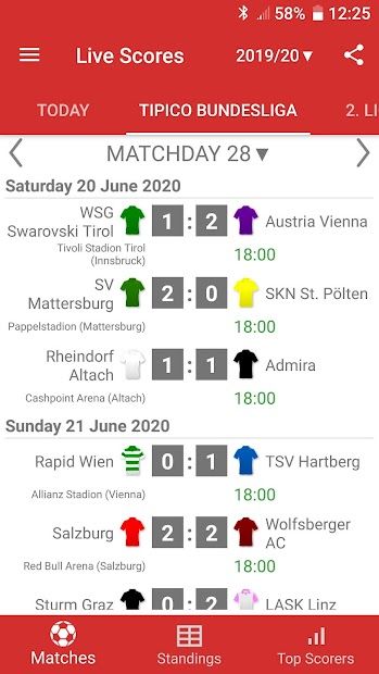 Live Scores for Admiral Bundesliga 2021/2022