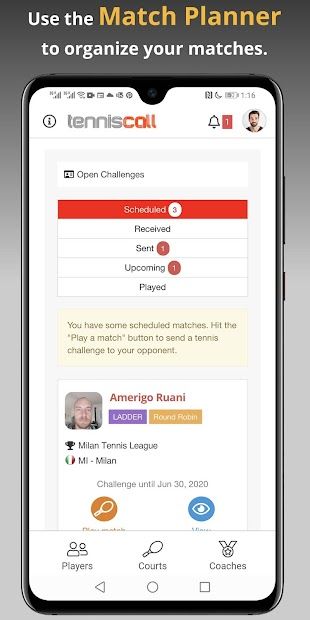 TennisCall: Tennis Player app