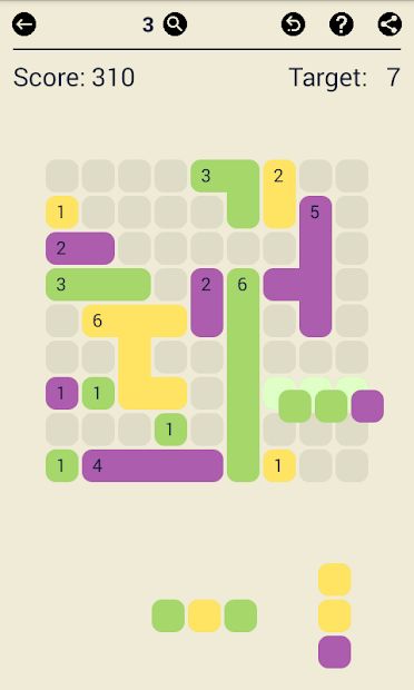 Surface Trimino: increase the area. Casual game.