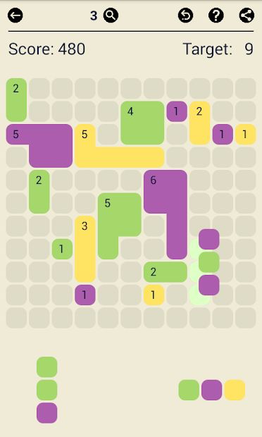Surface Trimino: increase the area. Casual game.