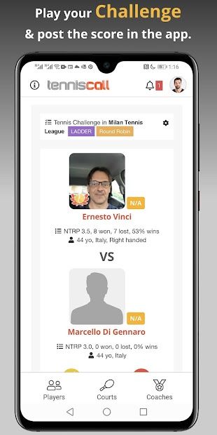 TennisCall: Tennis Player app