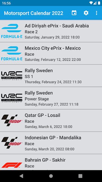 Motorsport Calendar 2022