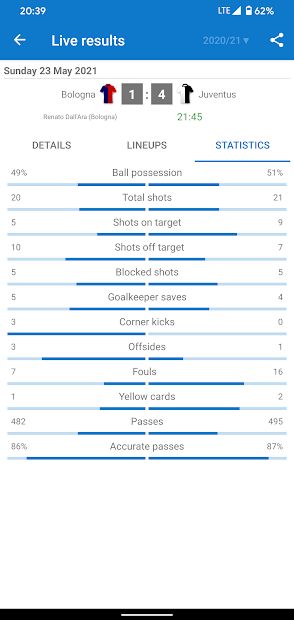 Live Scores for Serie A Italy 2021/2022