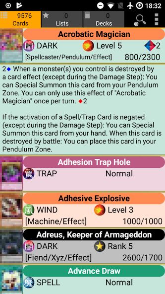 Database for Yugioh Cards