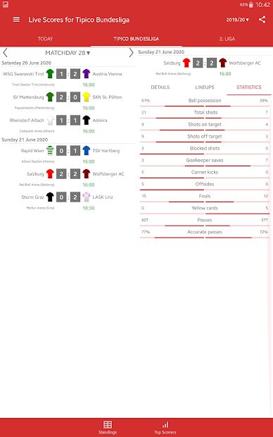 Live Scores for Admiral Bundesliga 2021/2022