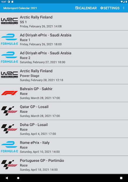 Motorsport Calendar 2022
