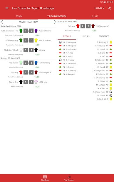 Live Scores for Admiral Bundesliga 2021/2022