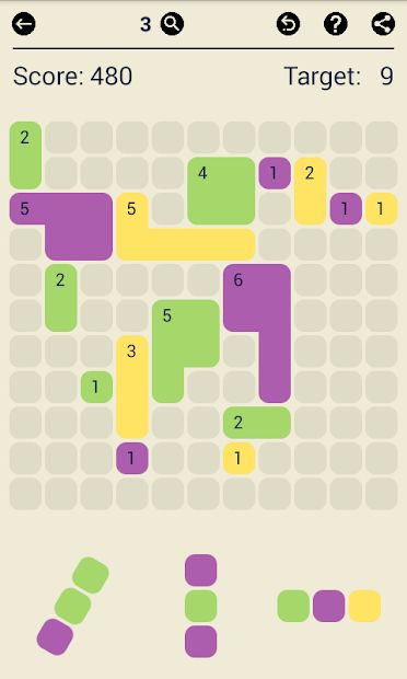 Surface Trimino: increase the area. Casual game.