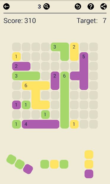 Surface Trimino: increase the area. Casual game.