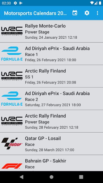 Motorsport Calendar 2022