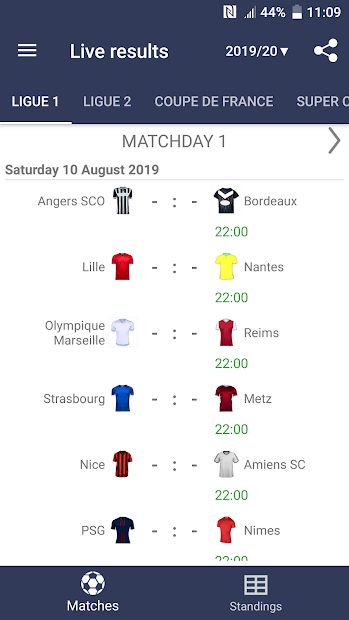 Live Scores for Ligue 1 France 2021/2022