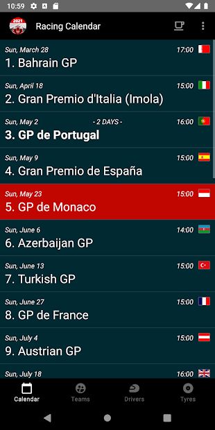Racing Calendar + Ranking 2022