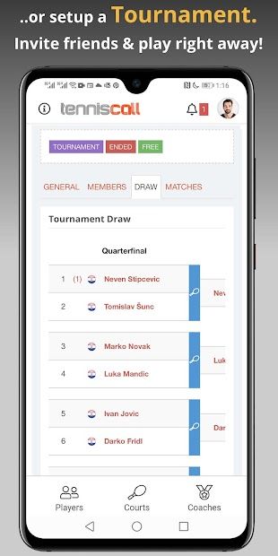TennisCall: Tennis Player app