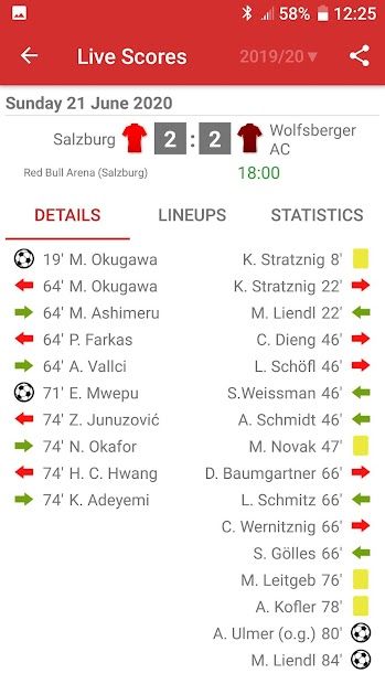 Live Scores for Admiral Bundesliga 2021/2022