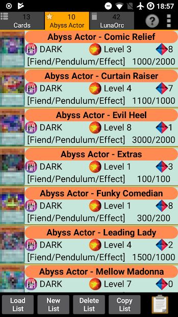 Database for Yugioh Cards