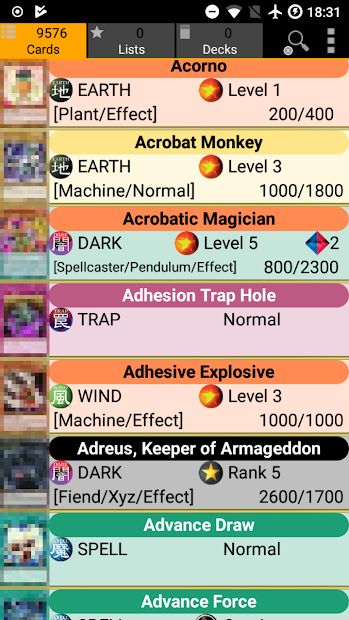 Database for Yugioh Cards