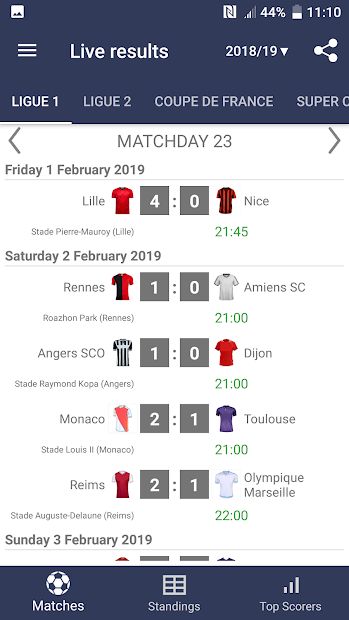 Live Scores for Ligue 1 France 2021/2022