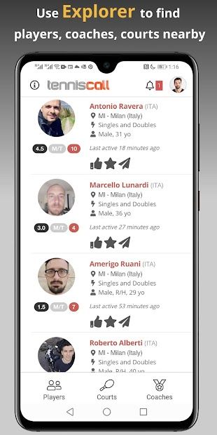 TennisCall: Tennis Player app