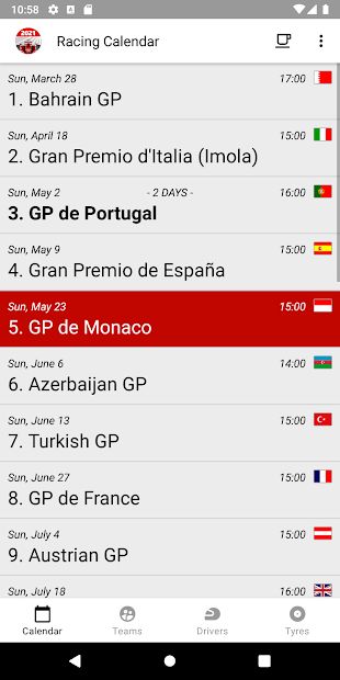 Racing Calendar + Ranking 2022