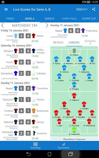 Live Scores for Serie A Italy 2021/2022