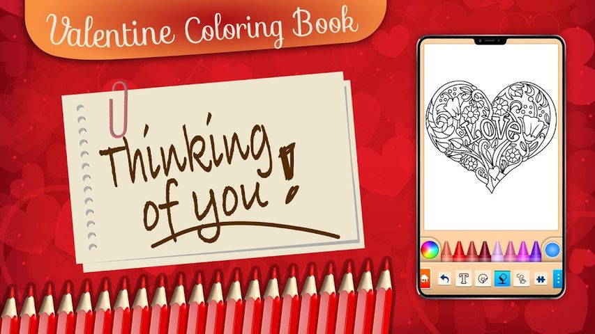 Valentines love coloring book