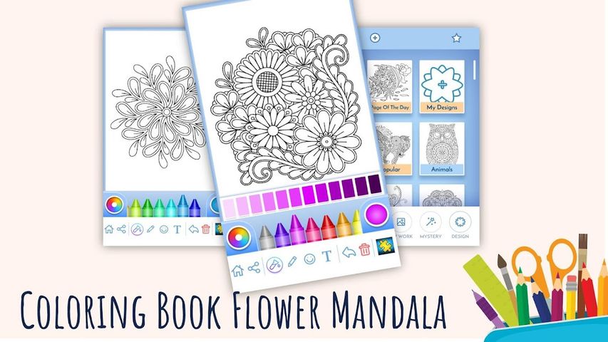 Flowers Mandala coloring book