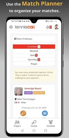 TennisCall: Tennis Player app
