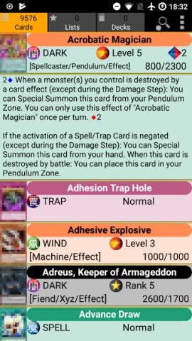 Database for Yugioh Cards