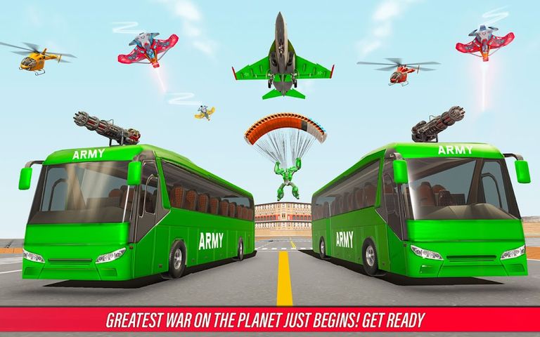 Army Bus Robot Car Game 3d