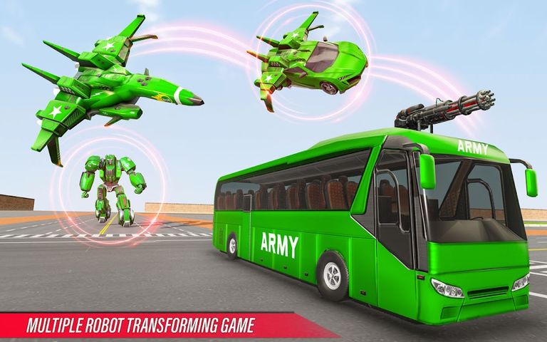 Army Bus Robot Car Game 3d