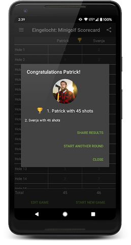 Eingelocht: Minigolf Scorecard