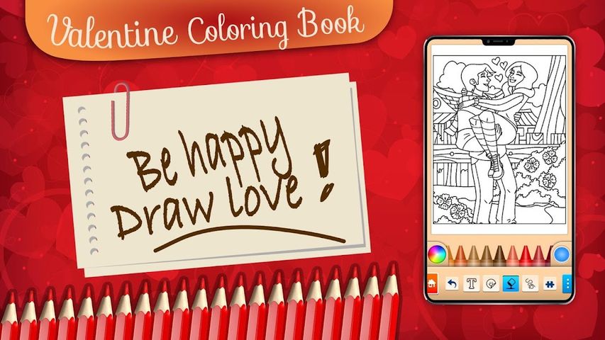 Valentines love coloring book