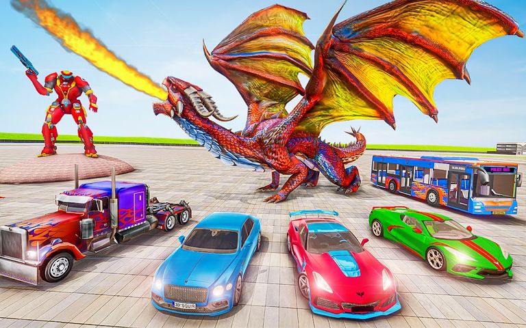Dragon Robot Car Games 3d