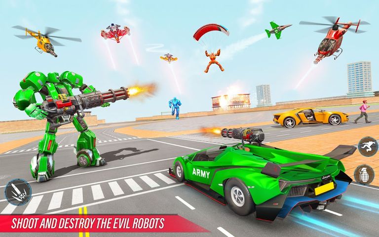 Army Bus Robot Car Game 3d