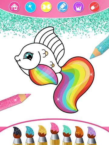 Princess Coloring Book Glitter & Girls Dress Up