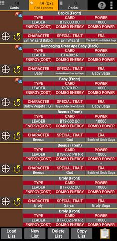 Database for Super Ball TCG