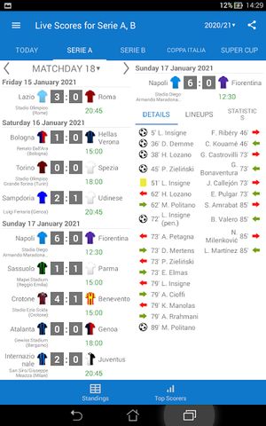 Live Scores for Serie A Italy 2021/2022
