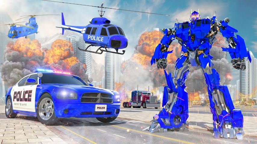 Helicopter Game - Robot Police